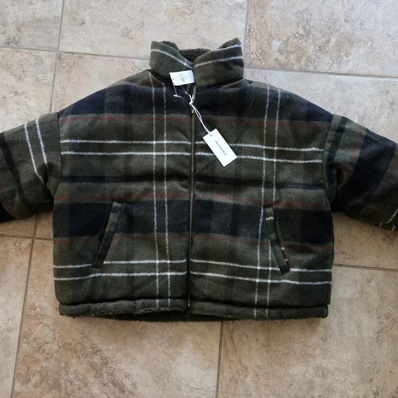 American Eagle Outfitters Olive Green Teddy Sherpa Jacket - Picture 6 of 7